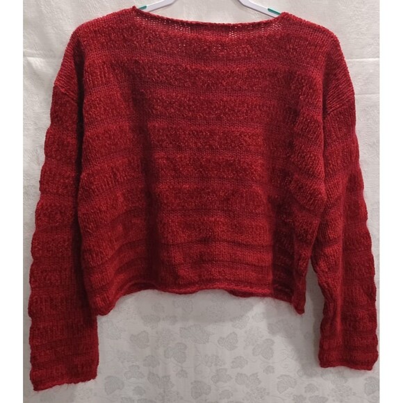 REFERENCE POINT BURGANDY CROP TOP LONG SLEEVE SWEATER WOMANS SIZE MED NWT - Picture 2 of 6